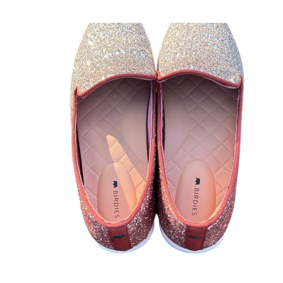 Birdies Glitter Slip On Sneakers Rose Gold Sparkle Comfort Shoes Women - Picture 9 of 12